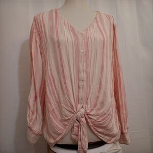 STYLE & Co Sz Small Pink Long Sleeve Tie Up Tunic Top NWOT